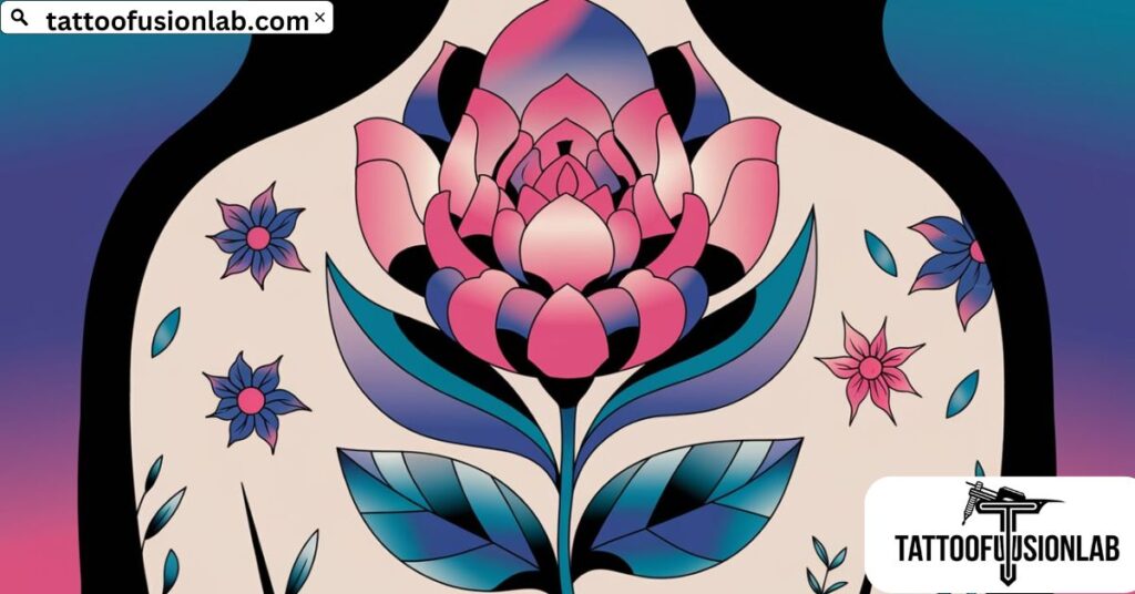 flower tattoo on the back shoulder